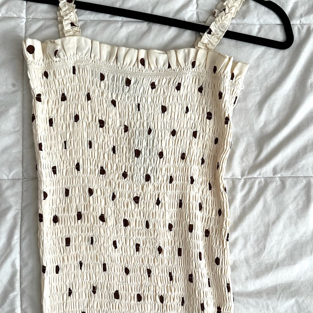 CIDER Polka Dot Shirred Dress Midi Length Summer Dress Size-Small - Picture 7 of 10